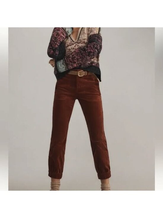 Pants - BNWT Anthropologie The Richie Corduroy Joggers Size 14 Dark Brick